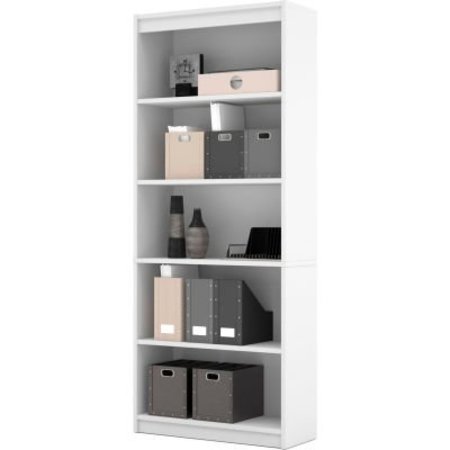BESTAR Bestar® Bookcase 5 Shelf 29-1/2"W x 11-5/8"D x 72"H White Chocolate 65715-3131